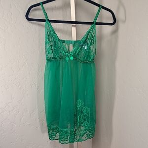Frederick's of Hollywood Green Chemise Lace Sheer Large St Patricks